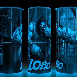 Glow in the Dark Lobo Comic Book Villain in Prison Cell Cup Mug Tumbler 20oz